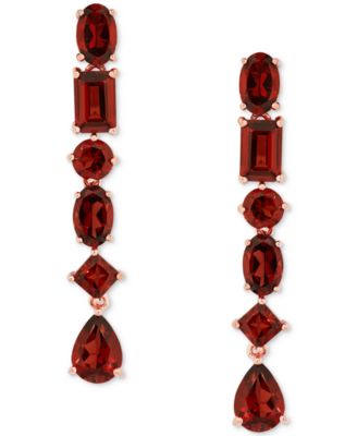 Garnet Multi-Cut Linear Drop Earrings (6-7/8 ct. t.w.) in 18k Rose Gold-Plated Sterling Silver