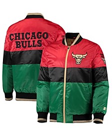 Men's Red and Black and Green Chicago Bulls Black History Month NBA 75th Anniversary Full-Zip Jacket