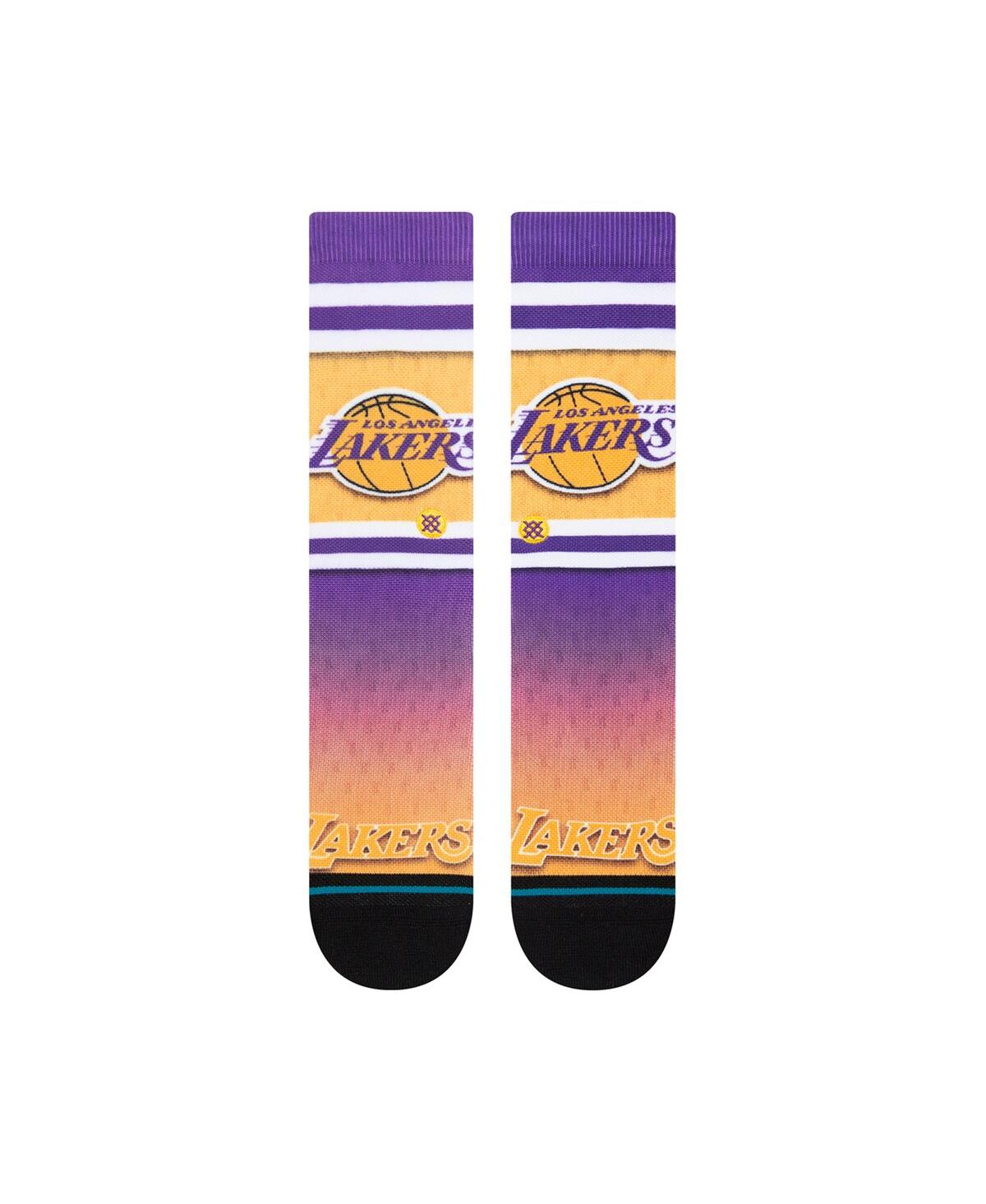 Shop Stance Men's  Los Angeles Lakers Hardwood Classics Fader Collection Crew Socks In Purple