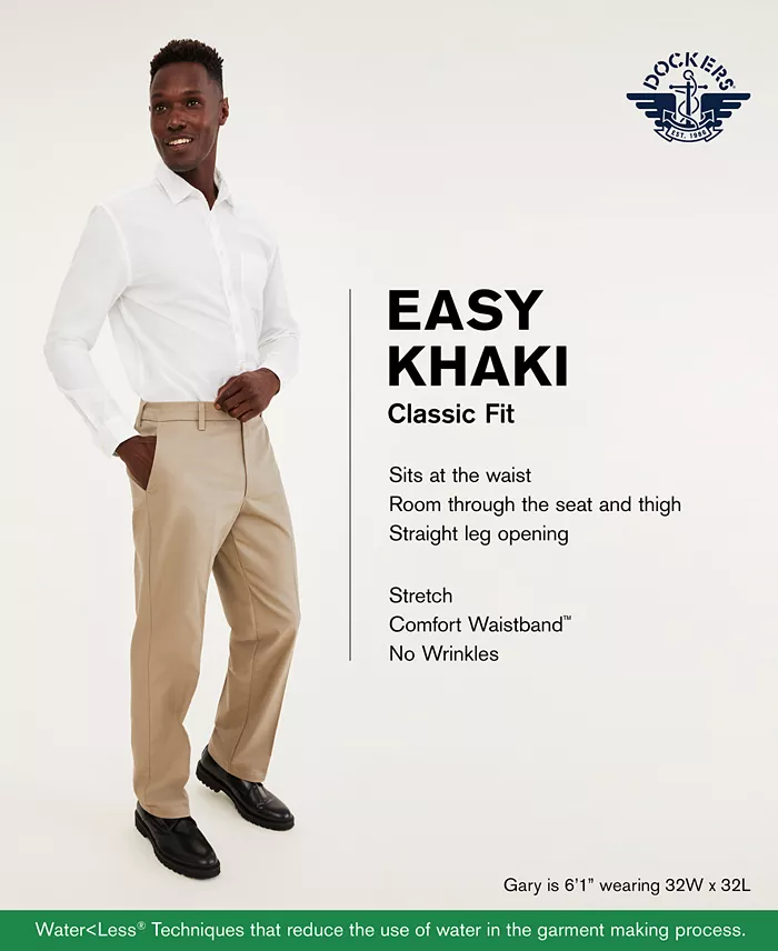 Men's Easy Classic Fit Khaki Stretch Pants - thumbnail 4