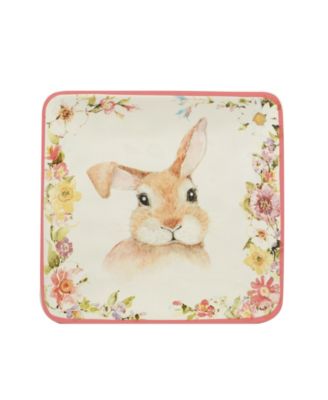 Easter Garden 6" Assorted Square Canape Plates, Set of 4