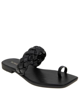 bcbg black flat sandals