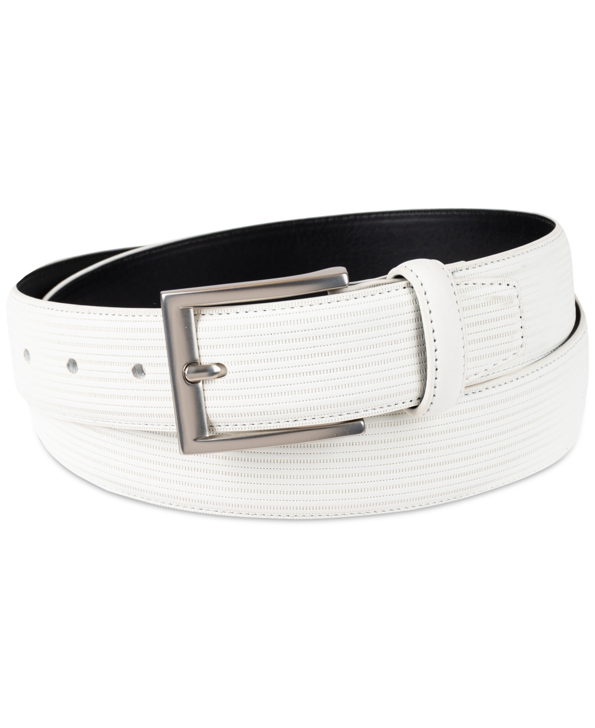 Alfani Men's Faux-suede Belt, Created For Macy's In White