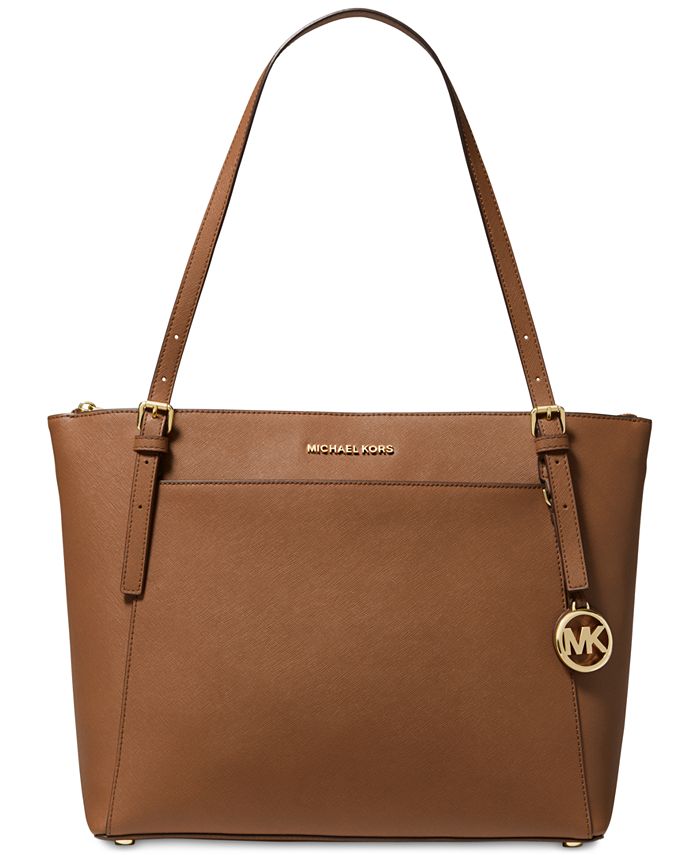 Michael Michael Kors Voyager Large Saffiano Leather Top-Zip Brown Tote Bag
