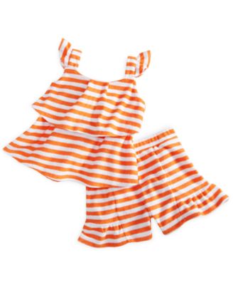 First Impressions - Toddler Girls Striped Terry Top & Shorts Set