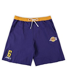 Men's Lebron James Purple Los Angeles Lakers Big and Tall French Terry Name & Number Shorts
