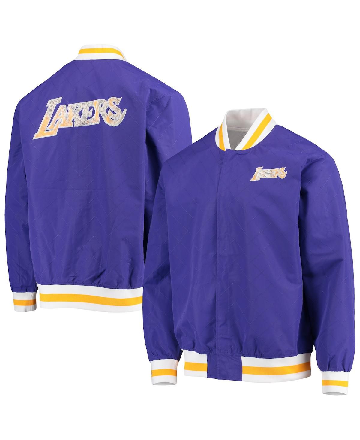 Мужская куртка Los Angeles Lakers Purple Hardwood Classics 75th Anniversary Authentic Warmup с полной застежкой на пуговицы