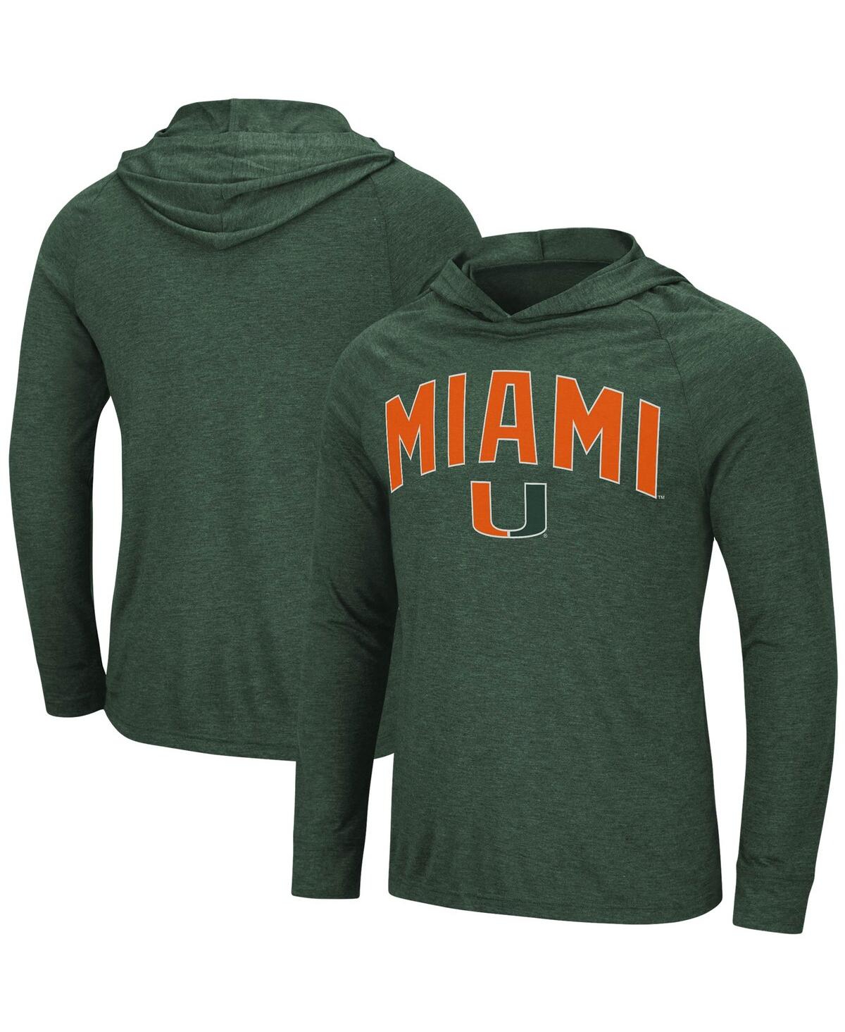Men's ColosseumMiami Hurricanes Big and Tall Wingman Raglan Hoodie T-shirt - Heathered Green