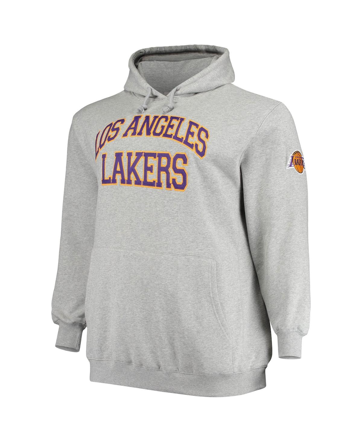 Shop Mitchell & Ness Men's  Magic Johnson Heather Gray Los Angeles Lakers Big And Tall Name & Number Pullo In Heathered Gray