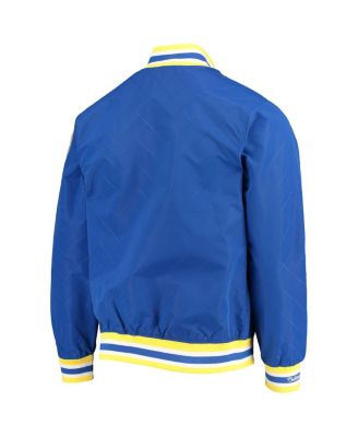 Men's Golden State Warriors Royal Hardwood Classics 75th Anniversary Authentic Warmup Full-Snap Jacket