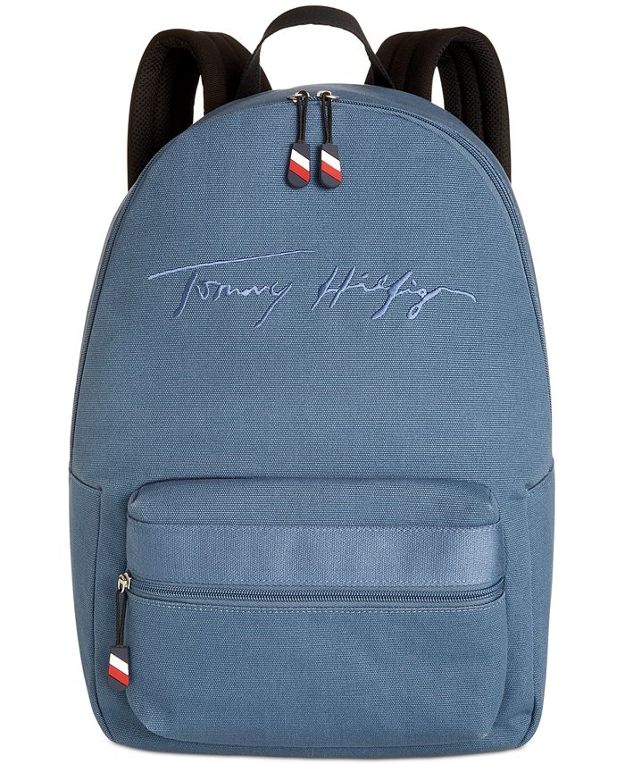 Tommy Hilfiger Men's Sean Signature Canvas Backpack - Charcoal Blue - Size