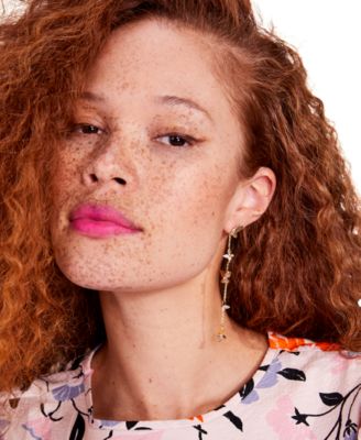 Gold-Tone Crystal Social Butterfly Linear Earrings