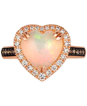 Le Vian - Neopolitan Opal (1-7/8 ct. t.w.) & Diamond (1/3 ct. t.w.) Heart Ring in 14k Rose Gold