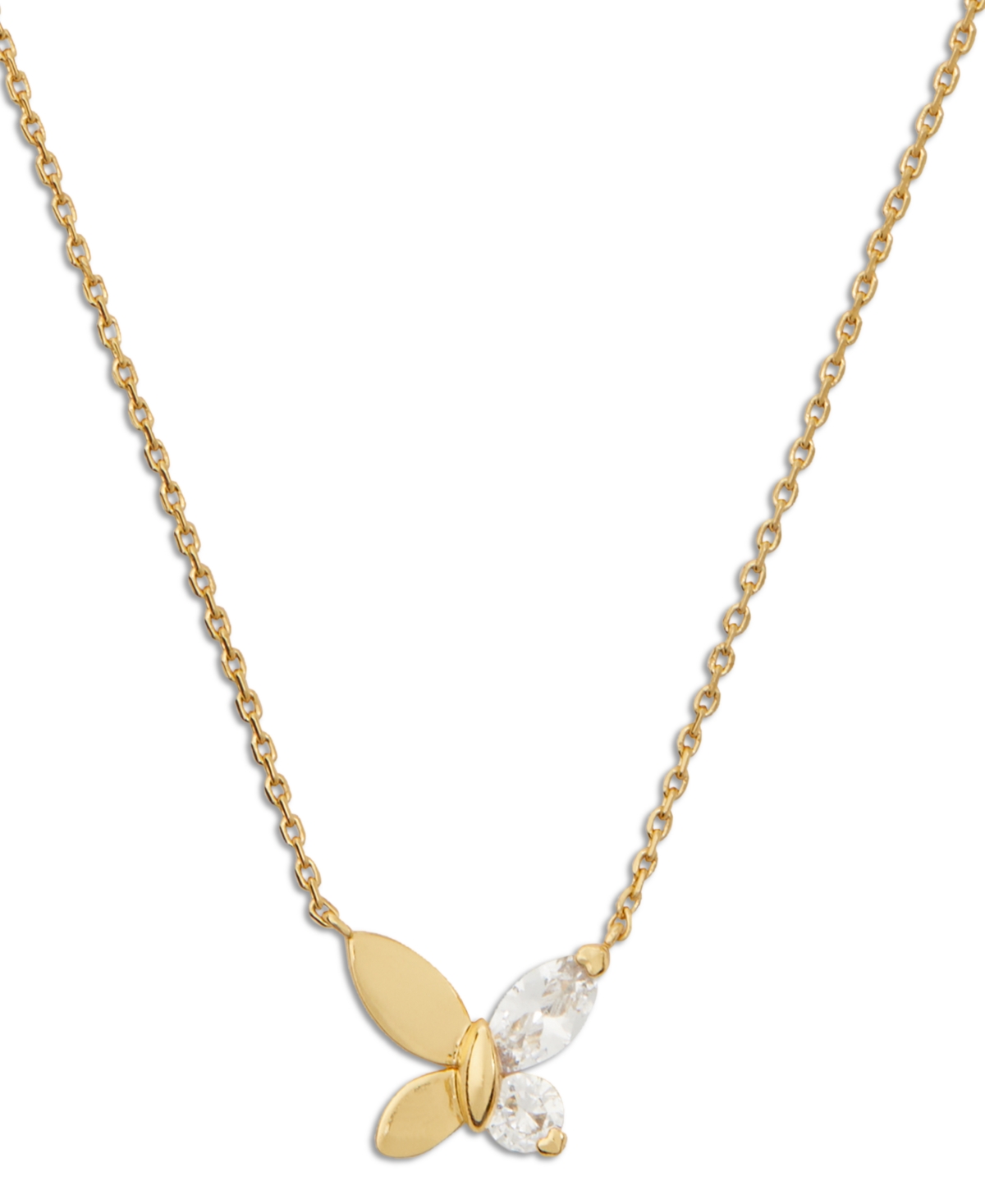 Gold-Tone Crystal Social Butterfly Pendant Necklace, 16" + 3" extender - Beigekhaki
