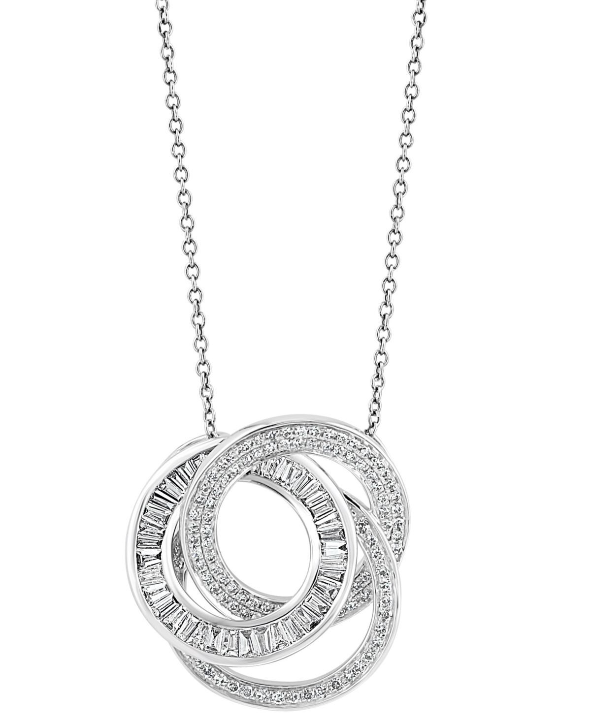 Shop Effy Collection Effy Diamond Interlocking Triple Circle 18" Pendant Necklace (3/4 Ct. T.w.) In 14k White Gold