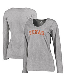 Women's Heathered Gray Texas Longhorns Arch Long Sleeve T-shirt