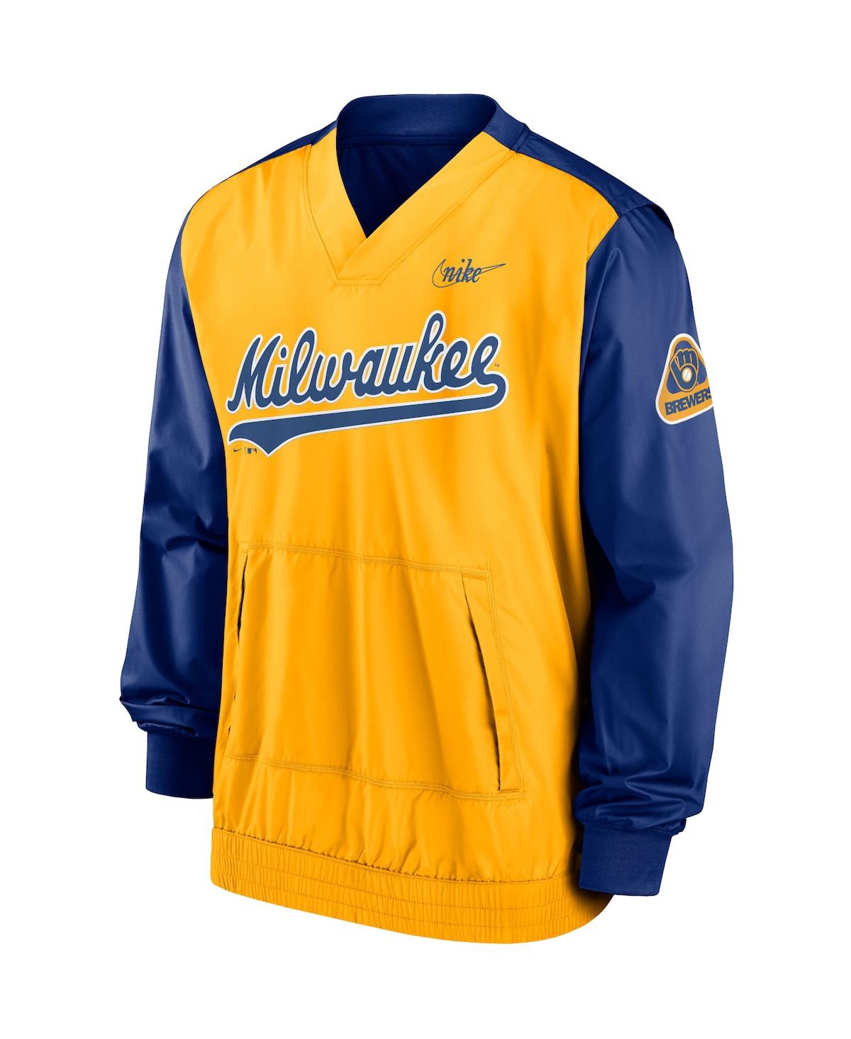 Men's Gold Milwaukee Brewers Cooperstown Collection V-Neck Pullover - Gold