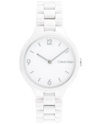 Calvin Klein - Women's Linked White Ceramic Bracelet Watch 32mm