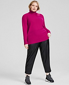 Plus Size 100% Cashmere Oversized Turtleneck Sweater, Created for Macy's