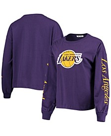 Women's '47 Purple Los Angeles Lakers Sweet Victory Marlow Bell Long Sleeve T-shirt