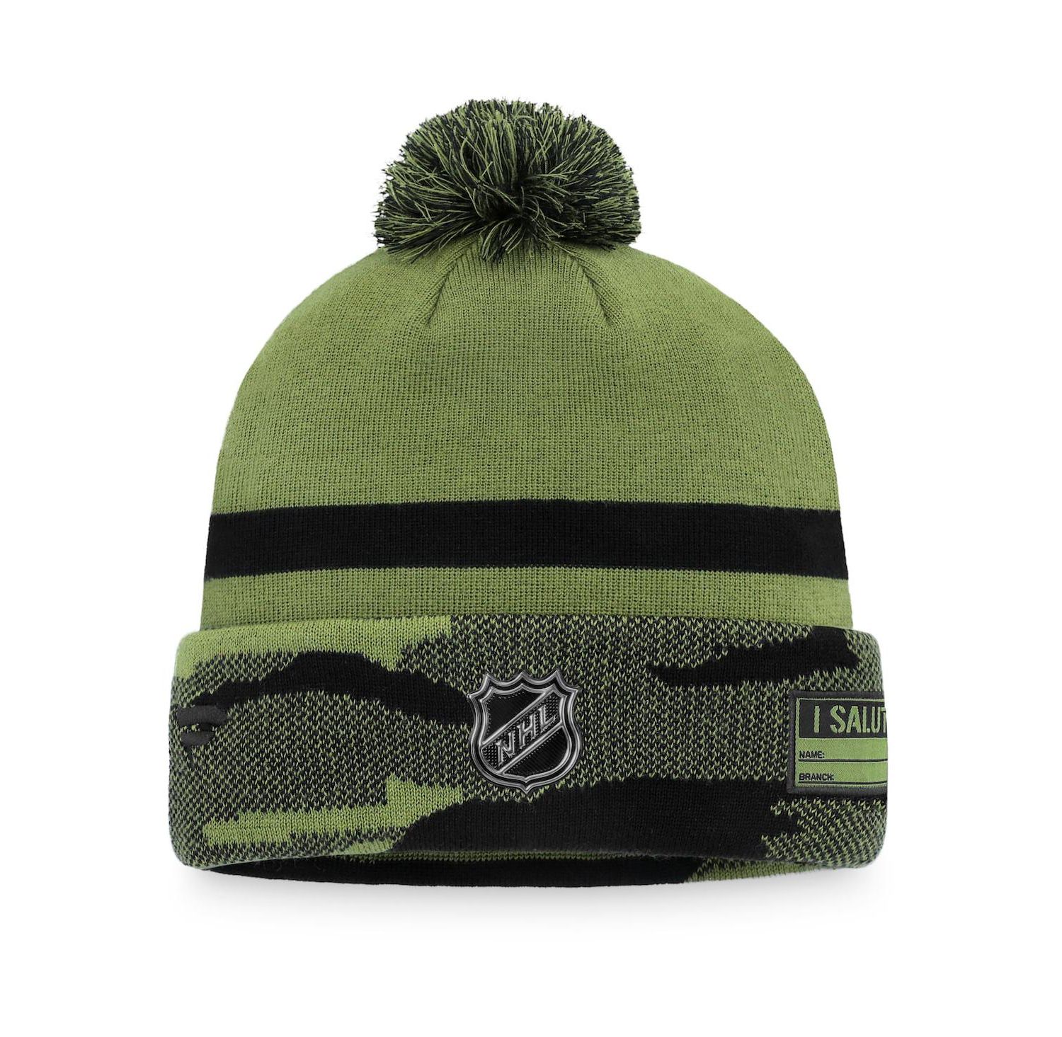 Men's Camo New York Islanders Military-Inspired Appreciation Cuffed Knit Hat with Pom