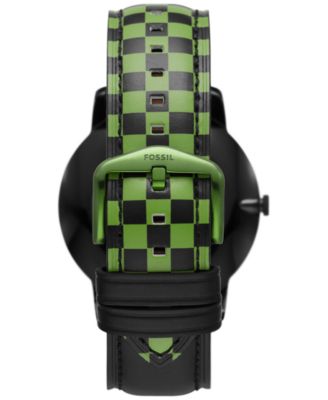 Fossil Men's Batman x Riddler Black & Green Leather Strap Watch