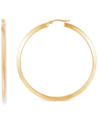 Macy's - Polished Tube Medium Hoop Earrings in 10k Gold