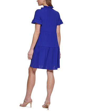 DKNY Tiered Tie-Neck Dress & Reviews - Dresses - Women - Macy's