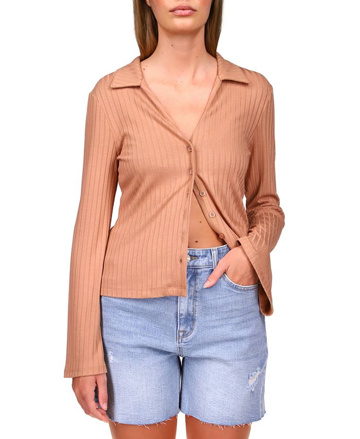 Sanctuary Ribbed Button Down Skimmer Top Macy s