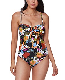 Floral Print Tie-Front Tankini Top & Bikini Bottoms, Created for Macy's