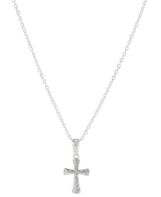 Macy's - Hammered Cross 18" Pendant Necklace in Sterling Silver