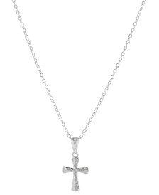 Hammered Cross 18" Pendant Necklace in Sterling Silver