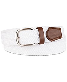 Men's Stretch Comfort Braided Belt with Faux-Leather Trim, Created for Macy's 