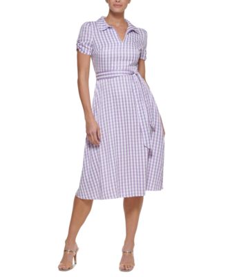 DKNY Gingham Polo Midi Dress - Macy's