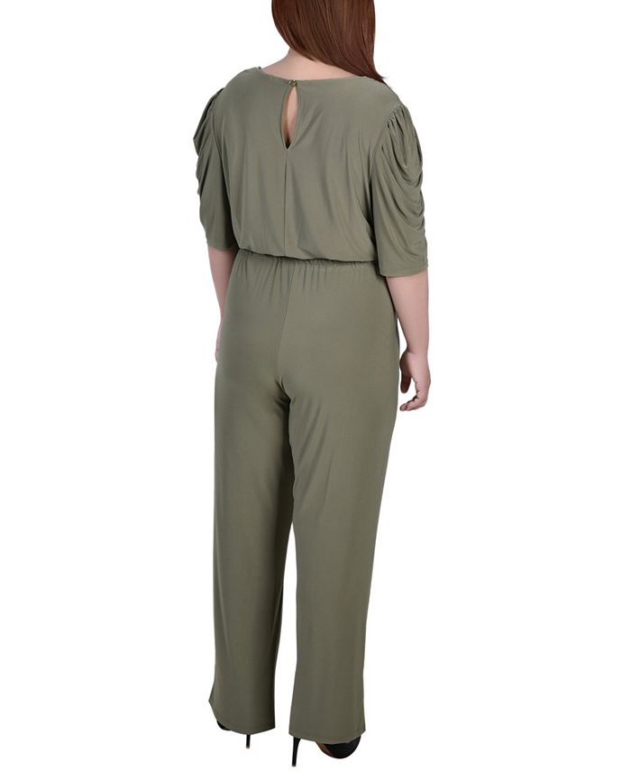 NY Collection Plus Size Elbow Sleeve Jumpsuit Macy's
