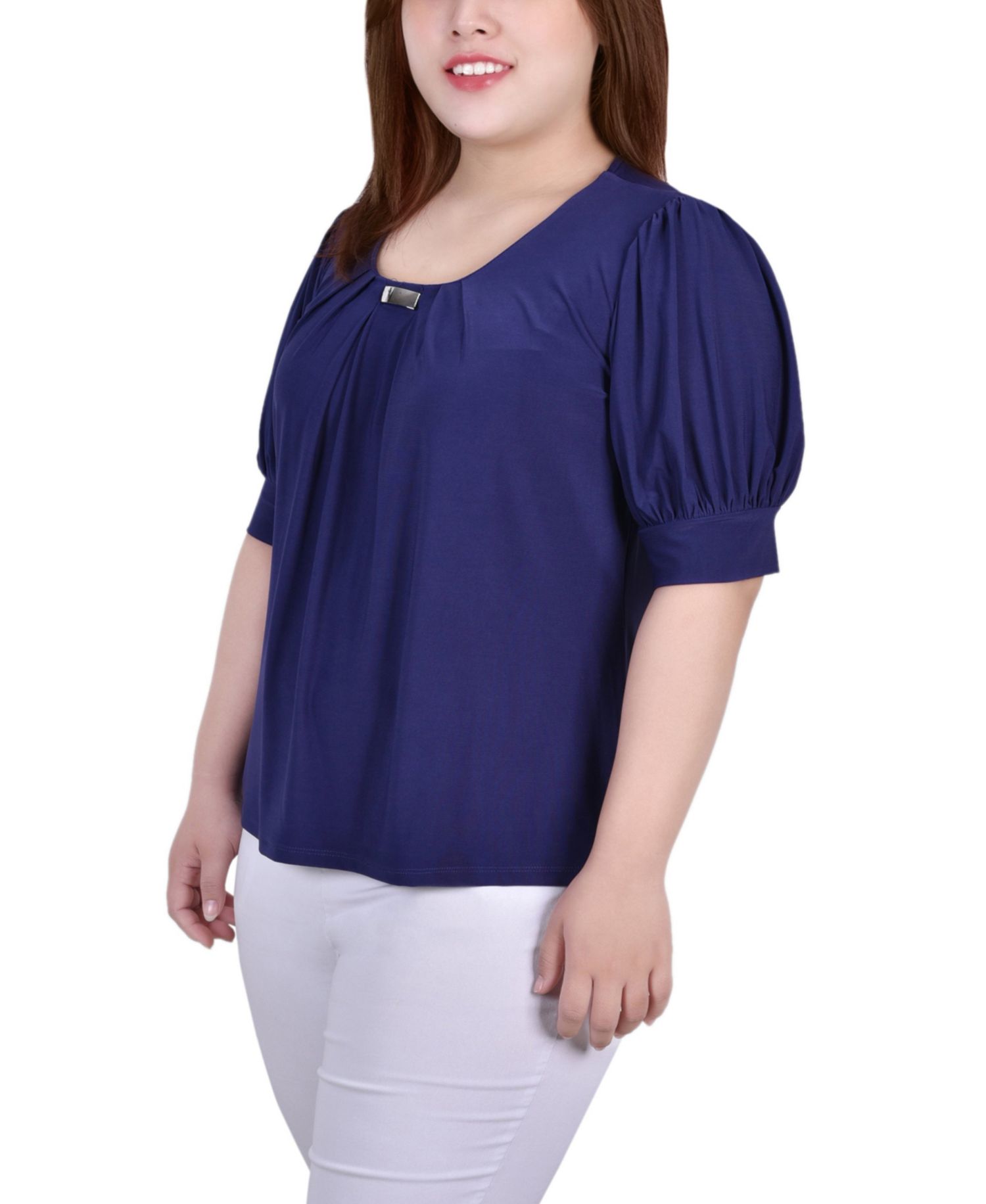 Petite Short Sleeve Balloon Sleeve Top