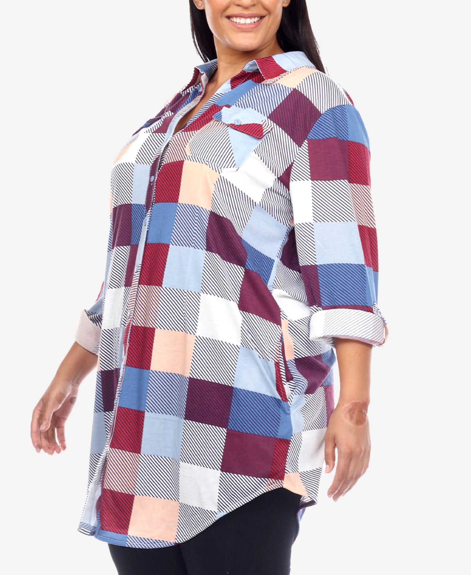 Plus Size Plaid Tunic Shirt