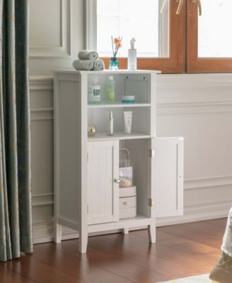  Bathroom Storage Cabinet with 2 Doors and 2 Open Shelves for Bedroom, Bathroom, and Vanity