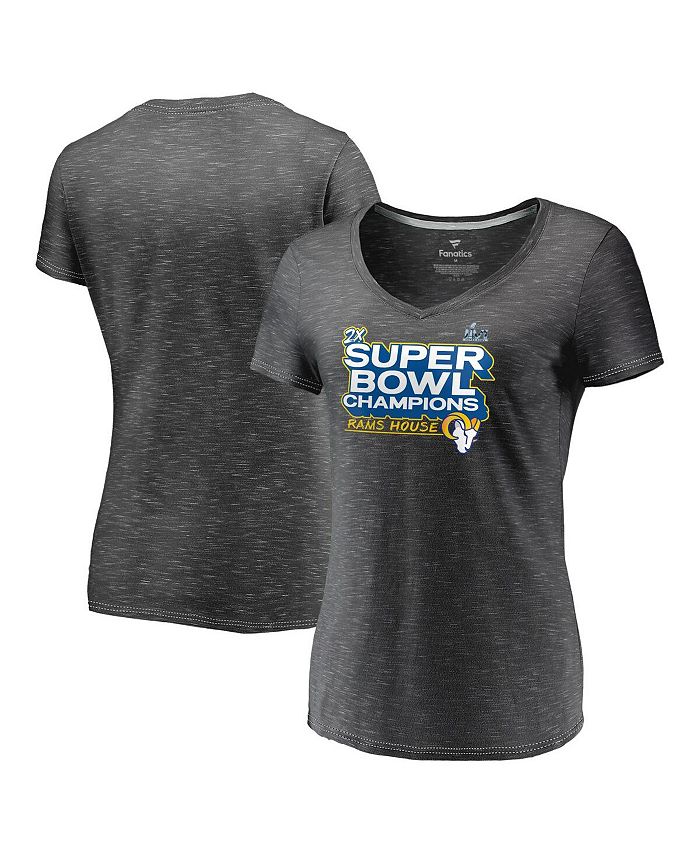 Fanatics Branded Women's Fanatics Branded Heathered Charcoal Los Angeles  Rams Super Bowl LVI Champions Parade V-Neck T-Shirt