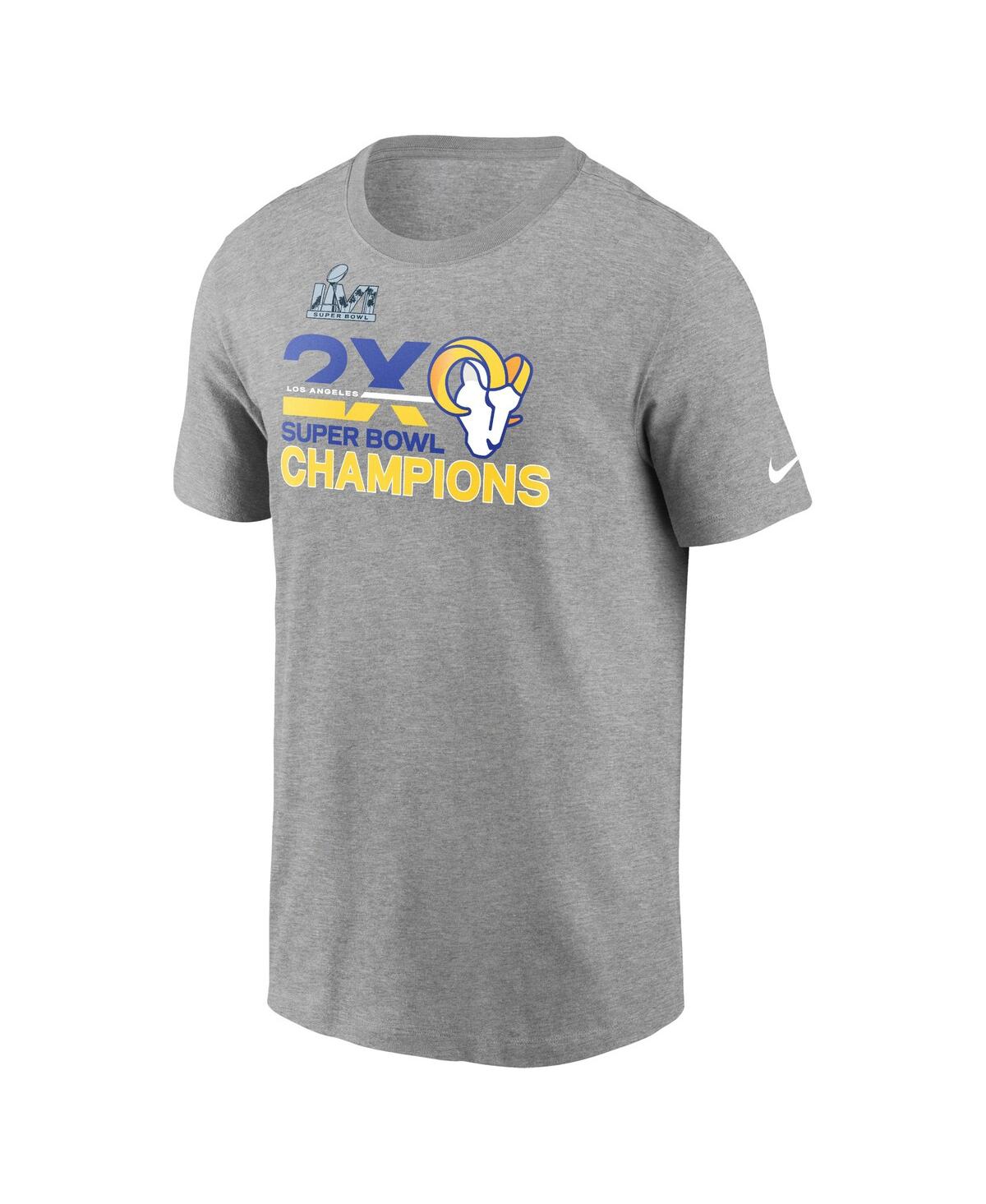 Men's Nike Heather Gray Los Angeles Rams 2-Time Super Bowl Champions T-shirt