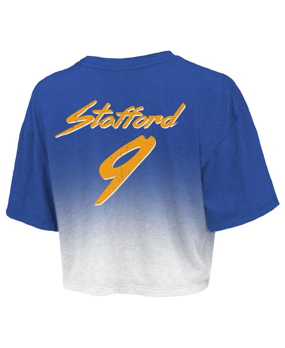 Majestic Threads Matthew Stafford Royal/white Los Angeles Rams Super Bowl Lvi Champions Name & Numbe In Royal,white