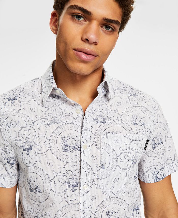 GUESS Men's Collins Majolica Print Shirt Macy's