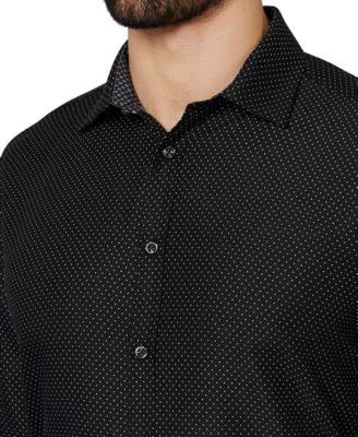 Men's Regular Fit Dot Print Wrinkle Free Performance Dress Shirt