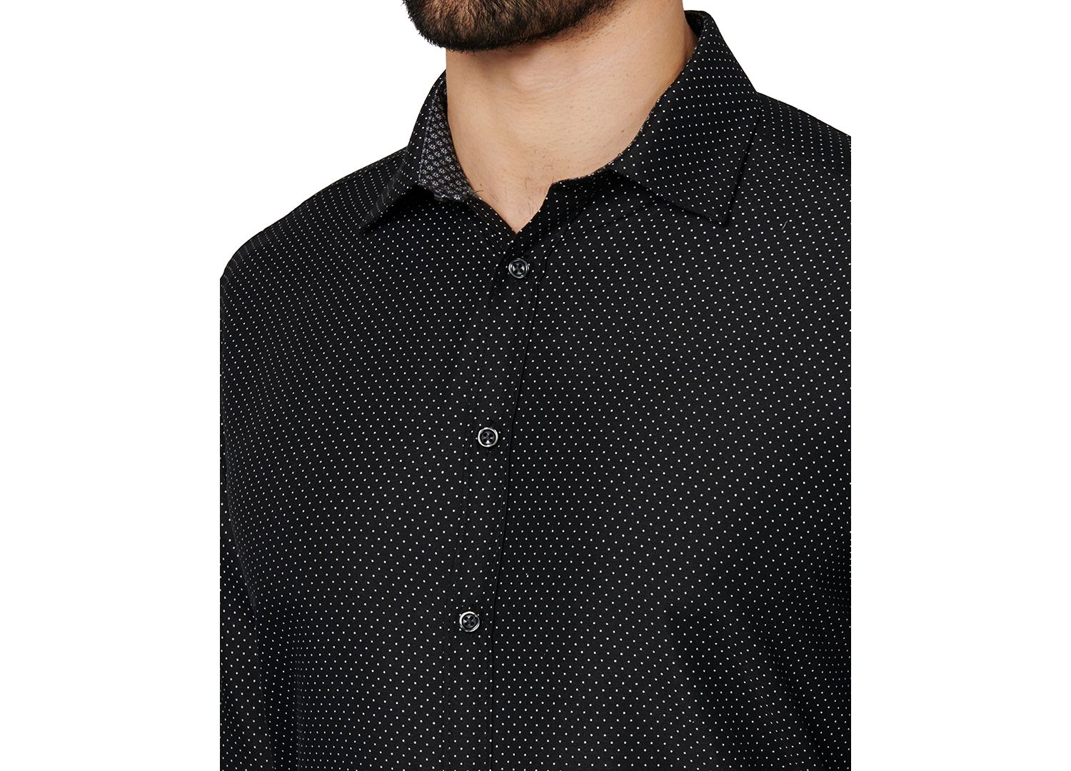 Men's Regular Fit Dot Print Wrinkle Free Performance Dress Shirt
