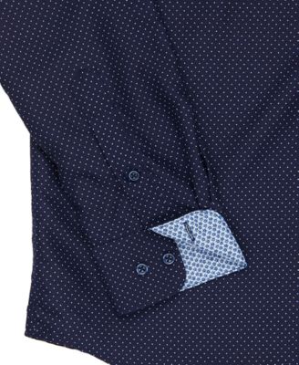 Men's Regular Fit Dot Print Wrinkle Free Performance Dress Shirt