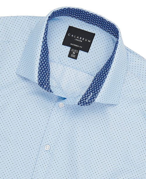 alfani Calabrum Men's Regular Fit Dot Print Wrinkle Free Performance Dress Shirt Men's Fashion & Accessories