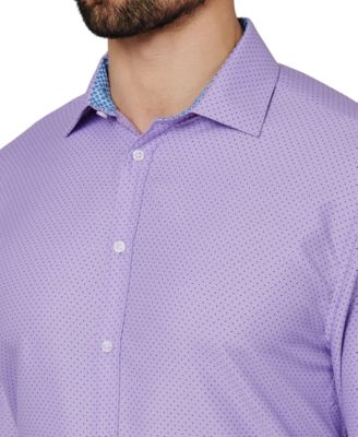 Men's Regular Fit Dot Print Wrinkle Free Performance Dress Shirt