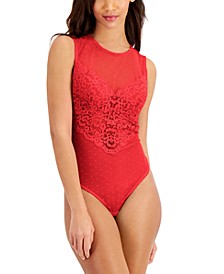 Cupped Swiss Dot Lingerie Thong Bodysuit, Created for Macy's