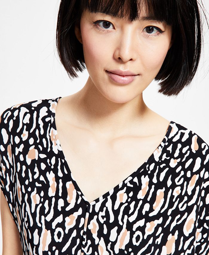 Bar III Women's Animal-Print V-Neck Top, Created for Macy's & Reviews