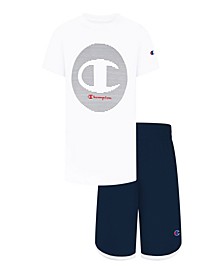 Little Boys Wavy Lines C Circle T-shirt and Shorts, Set of 2